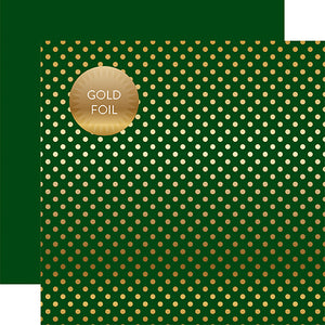 Echo Park Papers - Dots & Stripes - Gold Foil - Dark Green - 2 Sheets