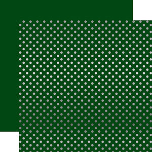 Echo Park Papers - Dots & Stripes - Silver Foil - Dark Green - 2 Sheets