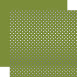 Echo Park Papers - Dots & Stripes - Silver Foil - Olive Green - 2 Sheets