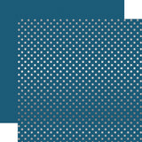 Echo Park Papers - Dots & Stripes - Silver Foil - Medium Blue - 2 Sheets