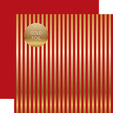 Echo Park Papers - Dots & Stripes - Gold Foil Stripe - Dark Red - 2 Sheets