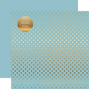 Echo Park Papers - Dots & Stripes - Gold Foil Dot - Bluebell - 2 Sheets