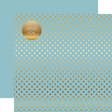 Echo Park Papers - Dots & Stripes - Gold Foil Dot - Bluebell - 2 Sheets