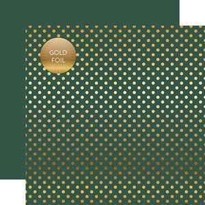 Echo Park Papers - Dots & Stripes - Gold Foil Dot - Mallard - 2 Sheets