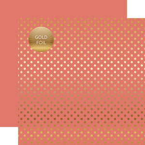 Echo Park Papers - Dots & Stripes - Gold Foil Dot - Peony - 2 Sheets