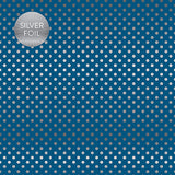 Echo Park Papers - Dots & Stripes - Silver Foil Dot - Bluejay - 2 Sheets