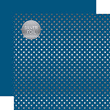 Echo Park Papers - Dots & Stripes - Silver Foil Dot - Bluejay - 2 Sheets