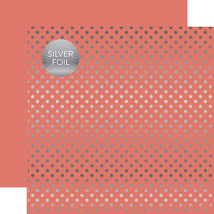 Echo Park Papers - Dots & Stripes - Silver Foil Dot - Peony - 2 Sheets