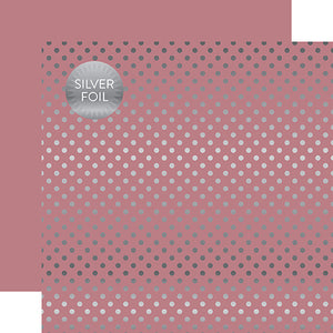 Echo Park Papers - Dots & Stripes - Silver Foil Dot - Mauve - 2 Sheets