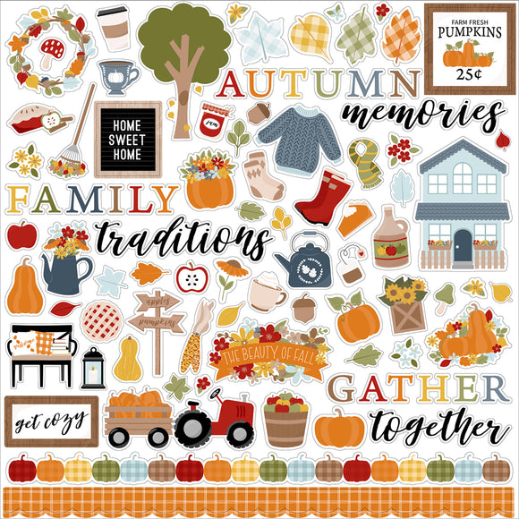 Echo Park 12x12 Cardstock Stickers - Fall Fever - Elements
