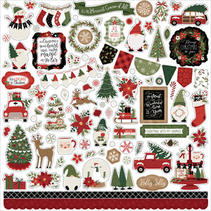 Echo Park 12x12 Cardstock Stickers - Gnome for Christmas - Elements