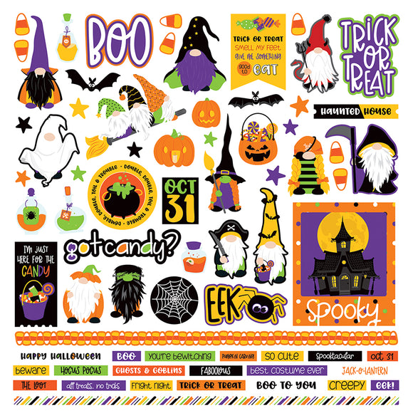 Photo Play 12x12 Cardstock Stickers - Gnome for the Holidays - Halloween - Elements