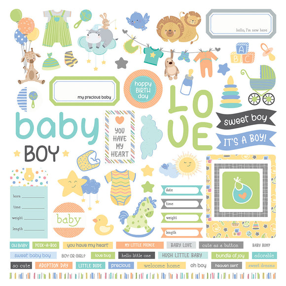 Photo Play 12x12 Cardstock Stickers - Hush Little Baby - Boy
