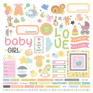 Photo Play 12x12 Cardstock Stickers - Hush Little Baby - Girl