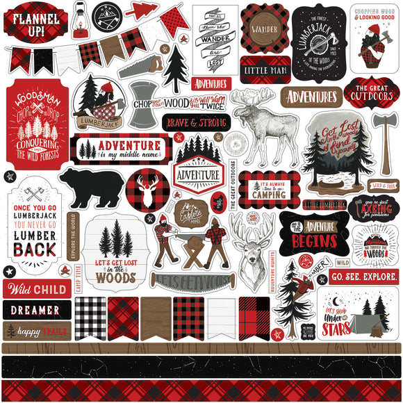Echo Park 12x12 Cardstock Stickers - Let's Lumberjack - Elements