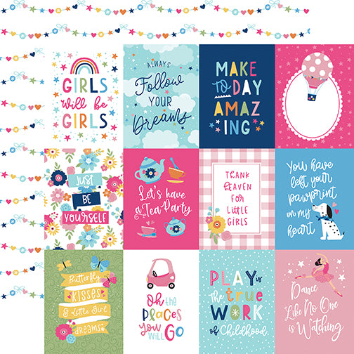 Echo Park Cut-Outs - Play All Day Girl - 3x4 Journaling Cards