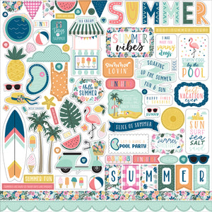 Echo Park 12x12 Cardstock Stickers - Pool Party - Elements