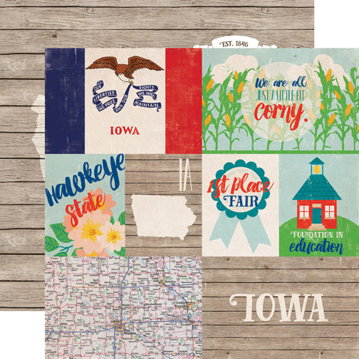 Echo Park Papers - Stateside - Iowa - 2 Sheets