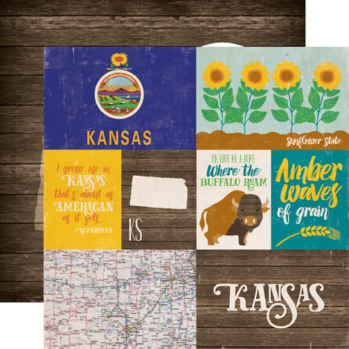 Echo Park Papers - Stateside - Kansas - 2 Sheets