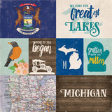 Echo Park Papers - Stateside - Michigan - 2 Sheets