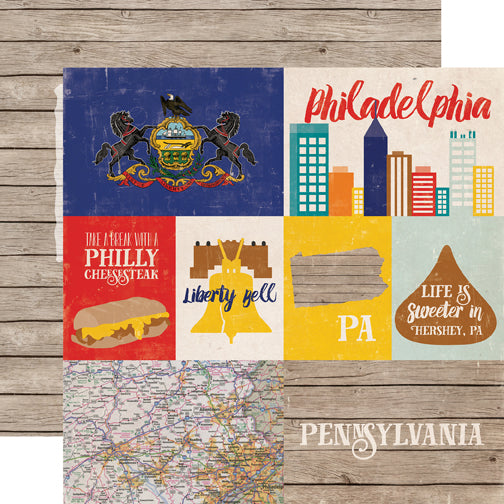 Echo Park Papers - Stateside - Pennsylvania - 2 Sheets