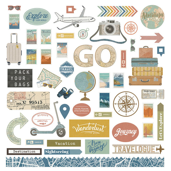 Photo Play 12x12 Cardstock Stickers - Travelogue