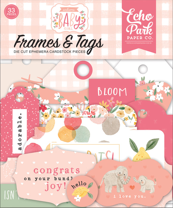 Echo Park Frames & Tags Die-Cuts - Welcome Baby - Girl