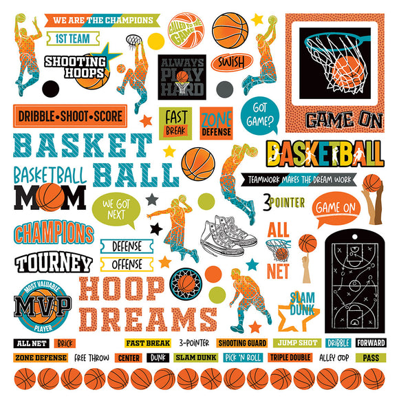 Photo Play 12x12 Cardstock Stickers - MVP - Basketball