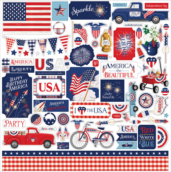 Carta Bella 12x12 Cardstock Stickers - The Fourth of July