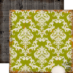 Echo Park Papers - Chillingsworth Manor - Green Damask - 2 Sheets