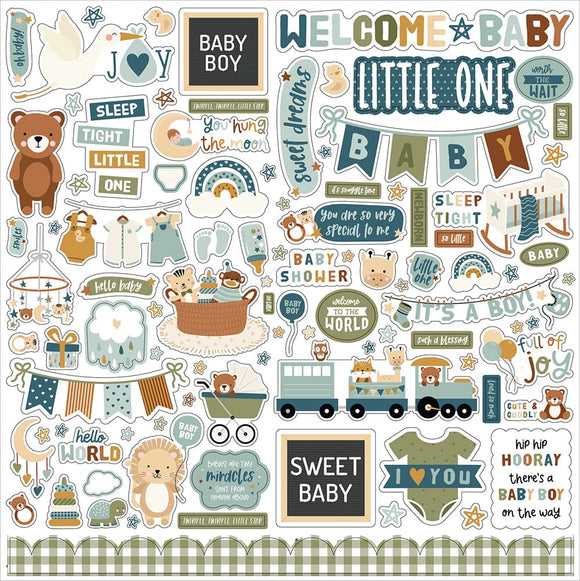 Echo Park 12x12 Cardstock Stickers - Special Delivery Baby - Boy