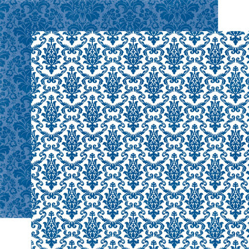 Echo Park Papers - Style Essentials - Sapphire Damask - 2 Sheets