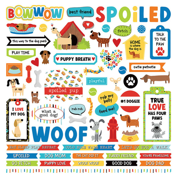 Photo Play 12x12 Cardstock Stickers - Bow Wow - Dog