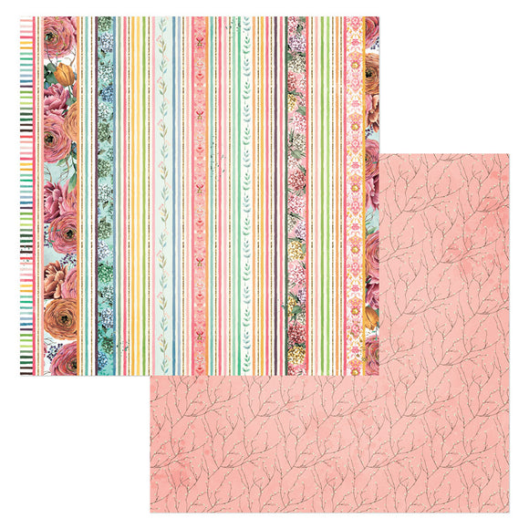 Bo Bunny Papers - Willow & Sage - Stripe - 2 Sheets
