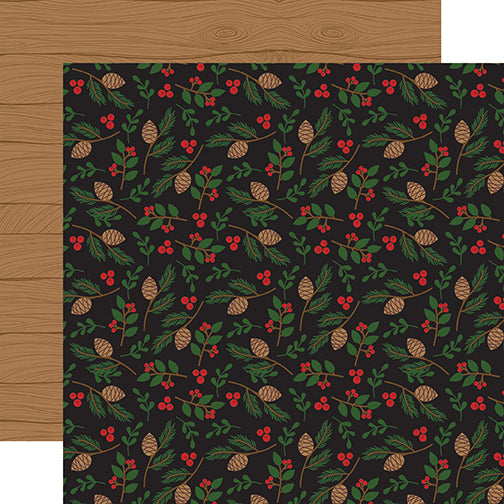 Echo Park Papers - A Lumberjack Christmas - Pinecone & Leaves - 2 Sheets