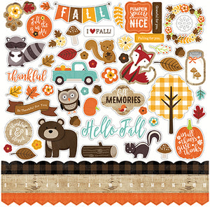 Echo Park 12x12 Cardstock Stickers - A Perfect Autumn - Elements
