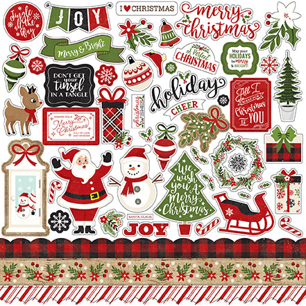 Echo Park 12x12 Cardstock Stickers - A Perfect Christmas - Elements