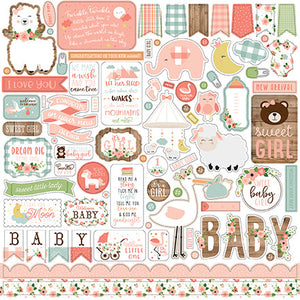 Echo Park 12x12 Cardstock Stickers - Baby Girl - Elements