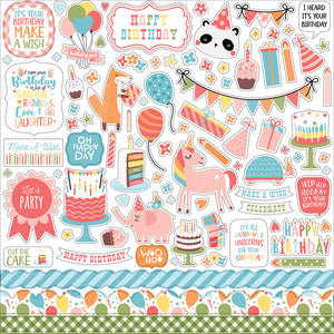 Echo Park 12x12 Cardstock Stickers - Birthday Girl