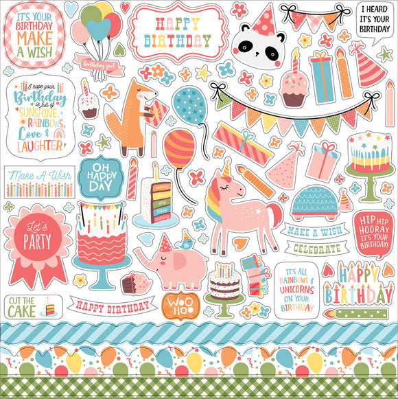 Echo Park 12x12 Cardstock Stickers - Birthday Girl