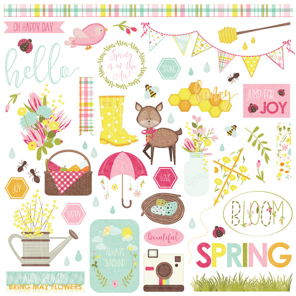 Photo Play 12x12 Cardstock Stickers - Bloom - Elements