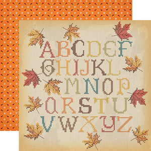 Carta Bella Papers - Autumn - Fall Stitching - 2 Sheets