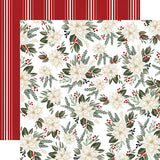 Carta Bella Papers - Farmhouse Christmas - Poinsettia Floral - 2 Sheets