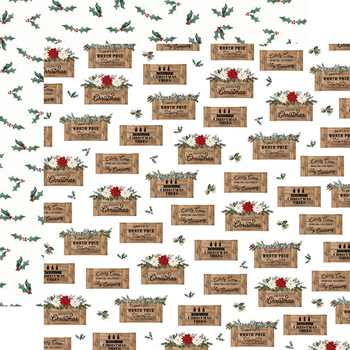Carta Bella Papers - Farmhouse Christmas - Crates - 2 Sheets