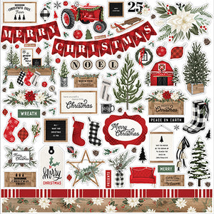 Carta Bella 12x12 Cardstock Stickers - Farmhouse Christmas - Elements