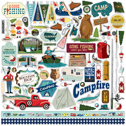 Carta Bella 12x12 Cardstock Stickers - Gone Camping - Elements