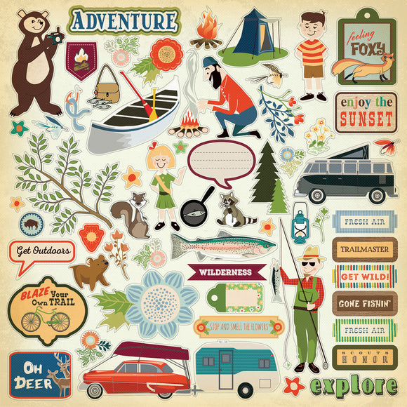 Carta Bella 12x12 Cardstock Stickers - The Great Outdoors - Elements