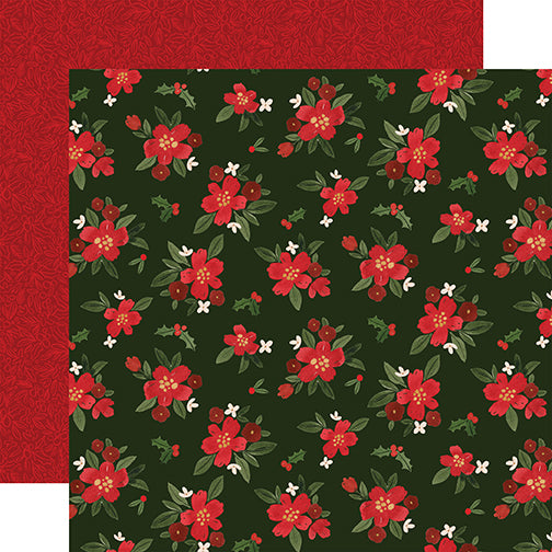 Carta Bella Papers - Hello Christmas - Poinsettia Floral - 2 Sheets