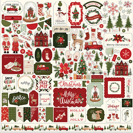 Carta Bella 12x12 Cardstock Stickers - Hello Christmas - Elements