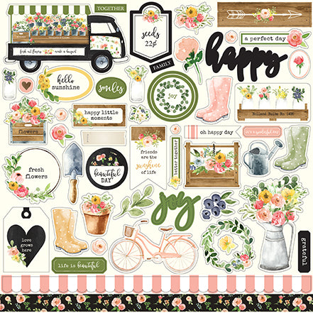 Carta Bella 12x12 Cardstock Stickers - Spring Market - Elements